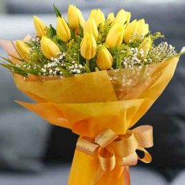 20 Yellow Tulips Hand Bouquet
