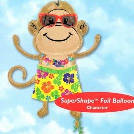 29"x33" Helium Filled (Monkey Luau Boy) Mylar Floating Balloon