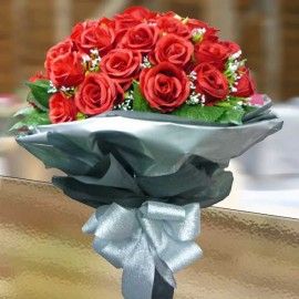 50 Artificial Red Roses Hand Bouquet Delivery