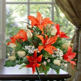 Artificial Orange Lilies centerpiece Table Arrangement delivery 