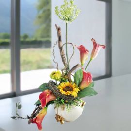 Artificial Cala Lilies & Sun Flowers Arrangement
