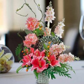 Pink Lilies Artificial Flowers Arrangement