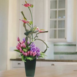 Artificial Tulips & Anthuriums Table Arrangement