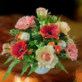 Artificial Champagne Roses and Orange Gerbera...