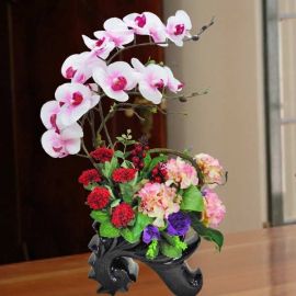 Artificial Phalaenopsis Orchid & Hydrangeas Flowers Table Arrangement