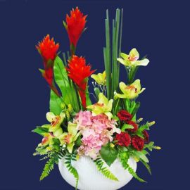 Artificial Cymbidium orchid & Ginger Flower Arrangement