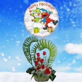 Happy Holidays Elmo Roses Arrangement 