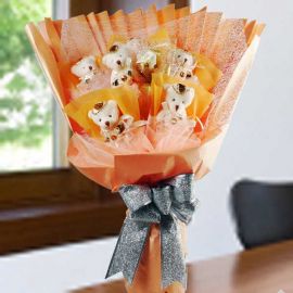 6 Mini Bears ( 10cm ) Hand Bouquet