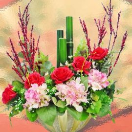Lunar New Year Artificial Bamboo & Hydrangeas Everlasting Flower