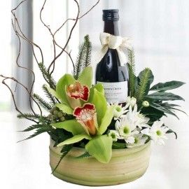 Cymbidium Orchids & Red Wine