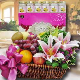 Flowers & Fruits Basket With 6 Bird's Nest-Halal