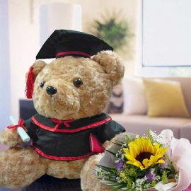 13" Graduation Bear & Sunflower Posy