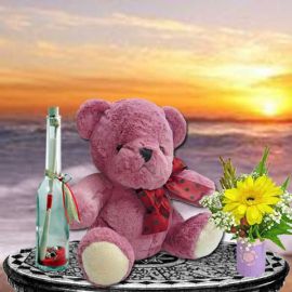 Message-in-Bottle/Flower/Lavender Pink Bear
