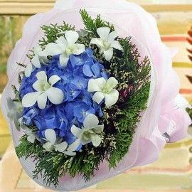 Hydrangeas W/Orchid Bouquet (Need 2 Days Avance Order)