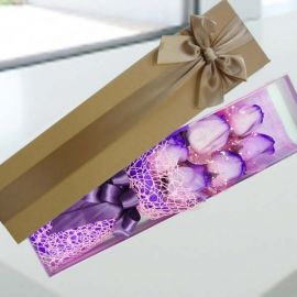 6 Purple Roses in Gift Box