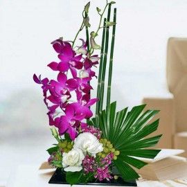 Purple Orchids Table Arrangement Delivery