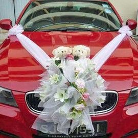 Red Wedding Car Artificial Flowers Decoration