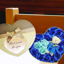 Handmade Rose Soap & Mini Bear In Heart-Shape Box.